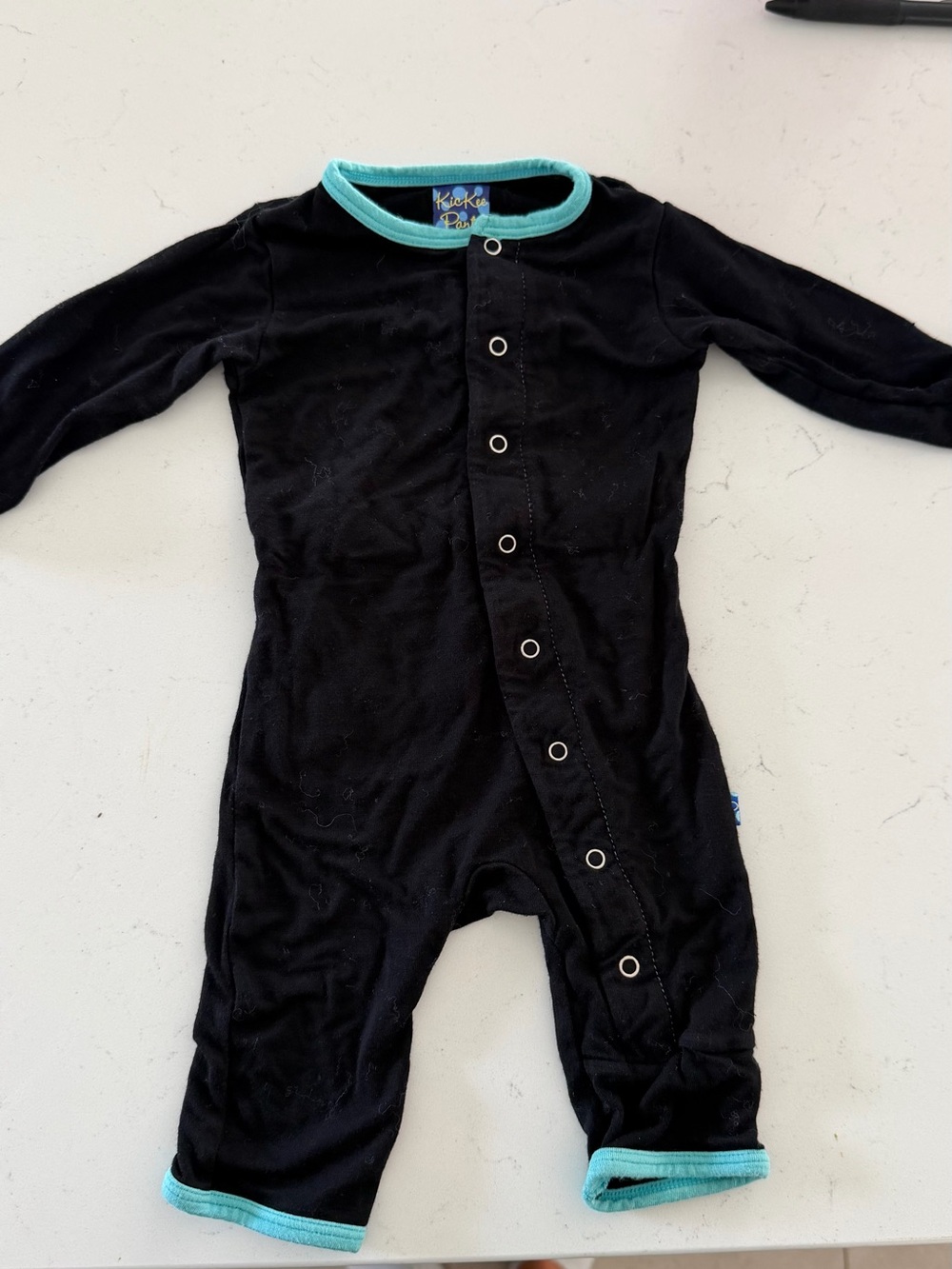 Kickee Pants Black baby romper NB